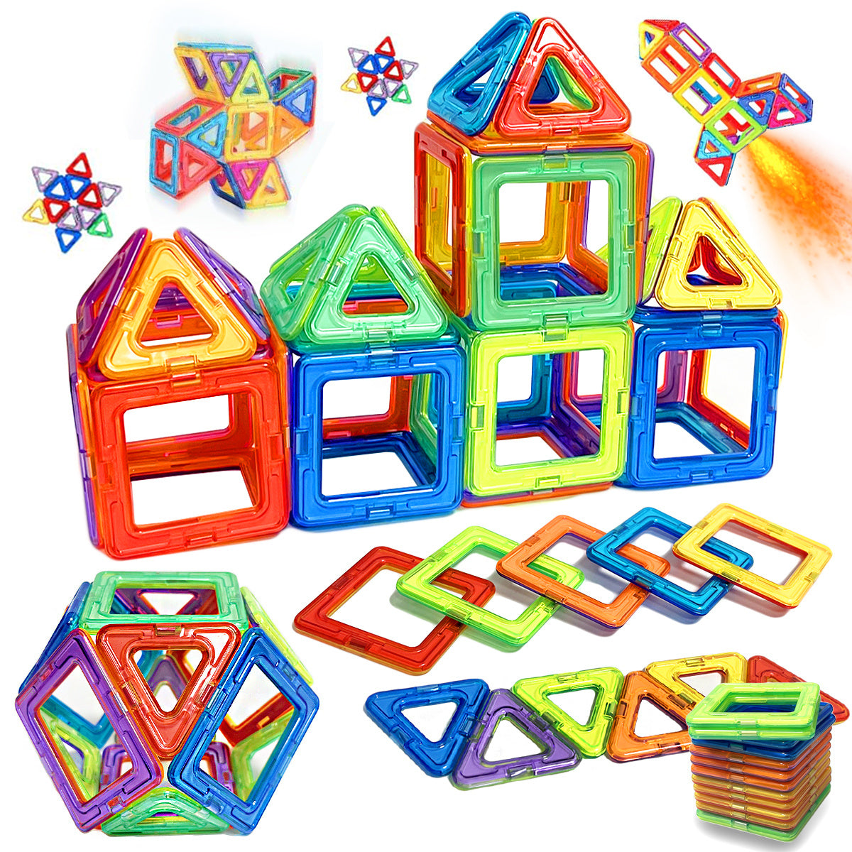 Set de bloques magnéticos para construir para niños, más de 30 piezas, juguete educativo STEM, grandes losetas magnéticas