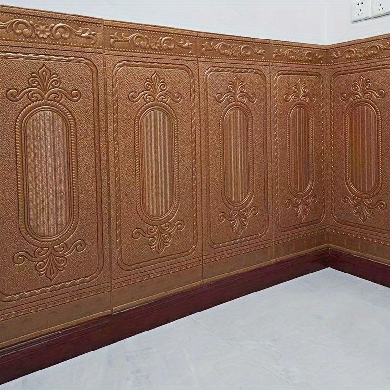 5 Pack 3D Self-Adhesive Waterproof Wallpaper Panels for Living Room Bedroom Hallway 70x90cm