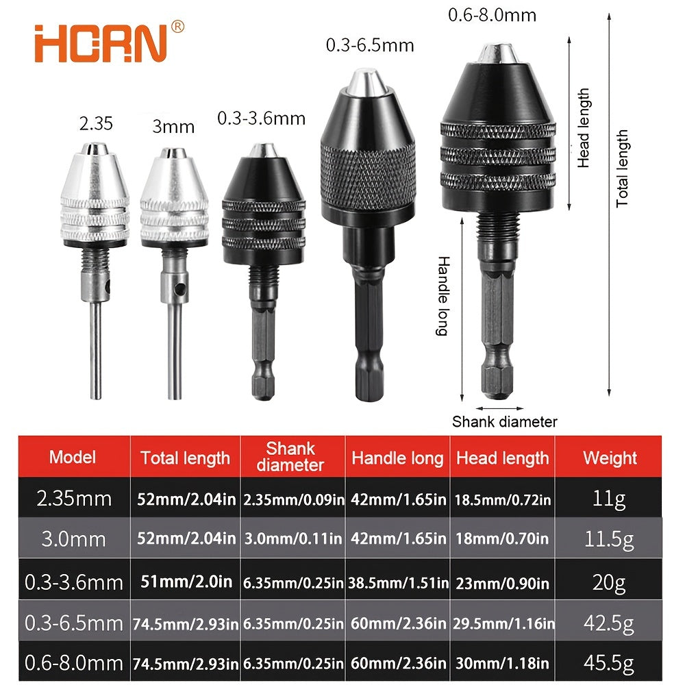 Mini Keyless Drill Chuck 0.3-8mm Self-Tighten Electric Drill Bits Adapter