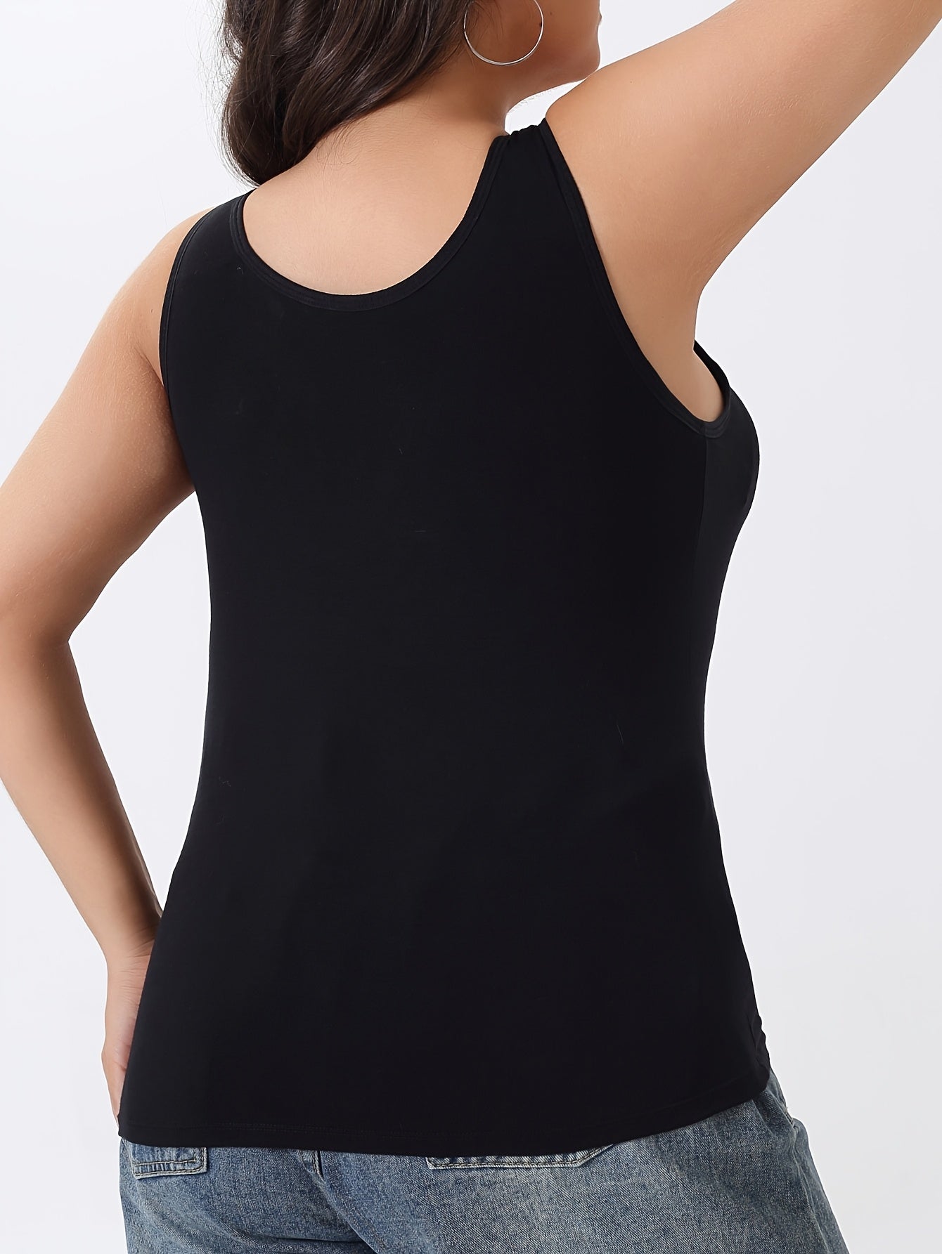 Plus Size Women's Soft Stretch Cami Top with Built-In Bra Pads