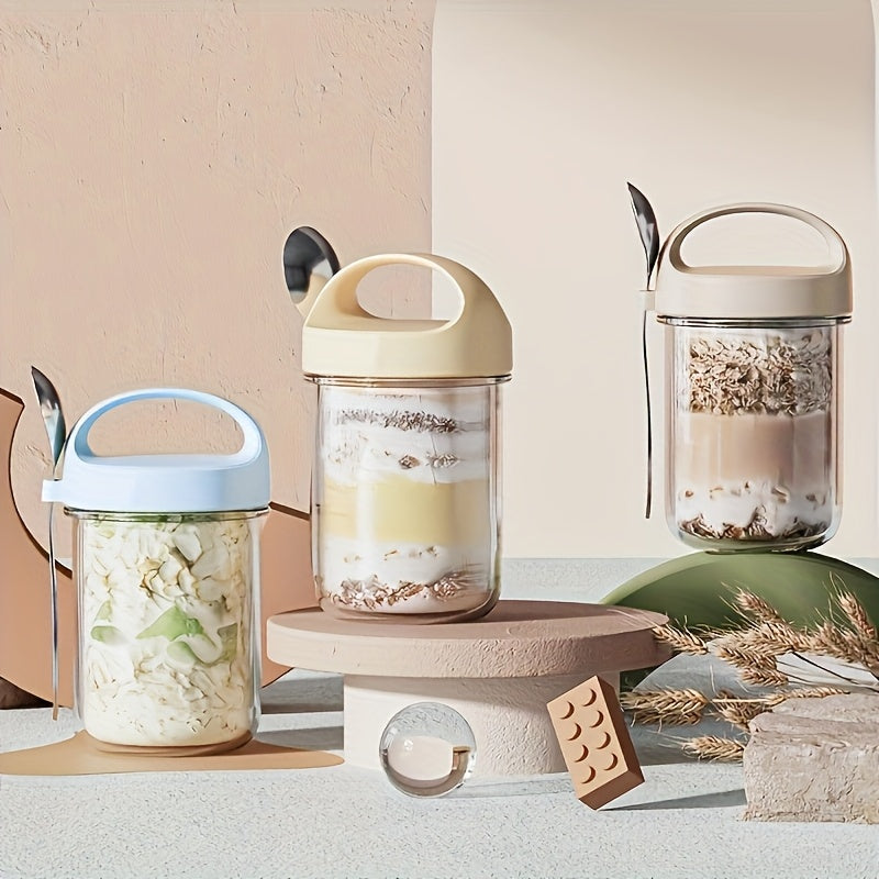 Tarro de almacenamiento de vidrio para alimentos con tapa para avena remojada, batidos y granos 16oz