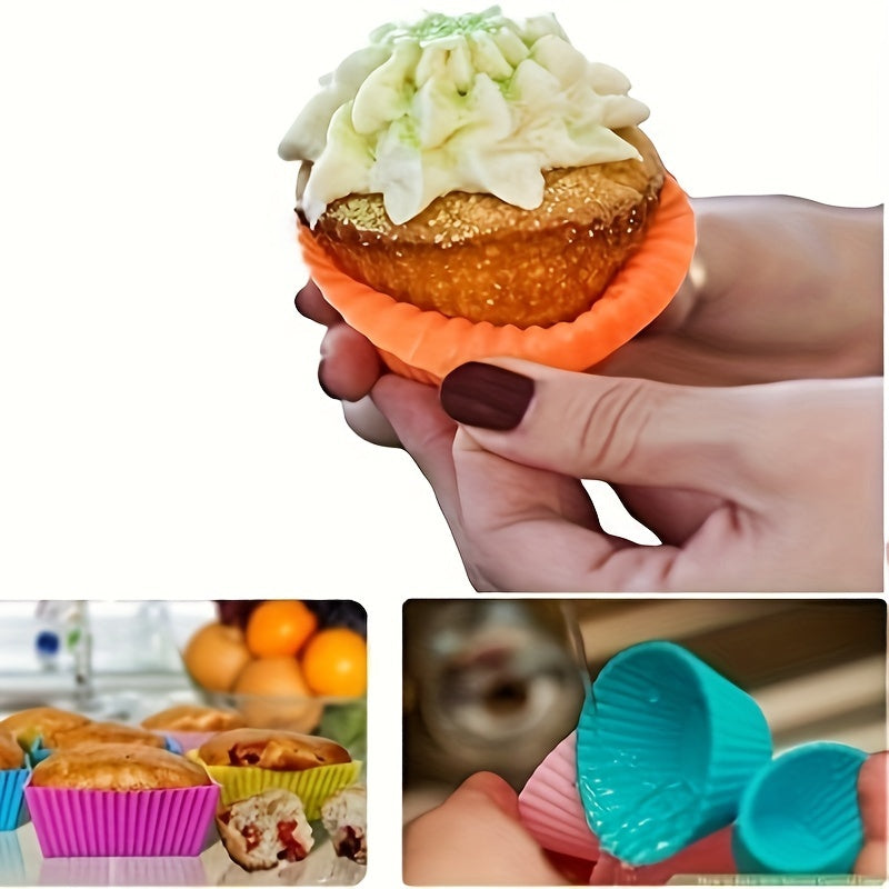 Reusable Non-Stick Silicone Baking Cups for Muffins and Cupcakes Pack of 12 or 24
