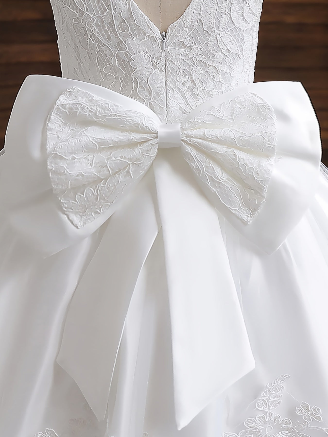 Toddler Girl Dress Lace Tulle Princess V-Neck Sleeveless for Formal Occasions