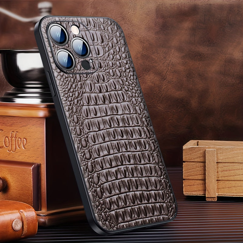 Genuine Leather Phone Case for Apple iPhone 13-16 Series Shockproof and Anti-Slip