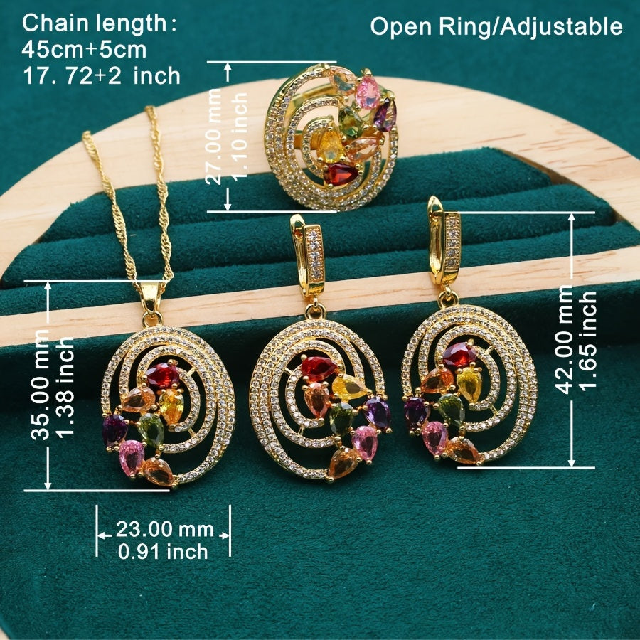 Women’s Cubic Zirconia Jewelry Set for Weddings and Parties