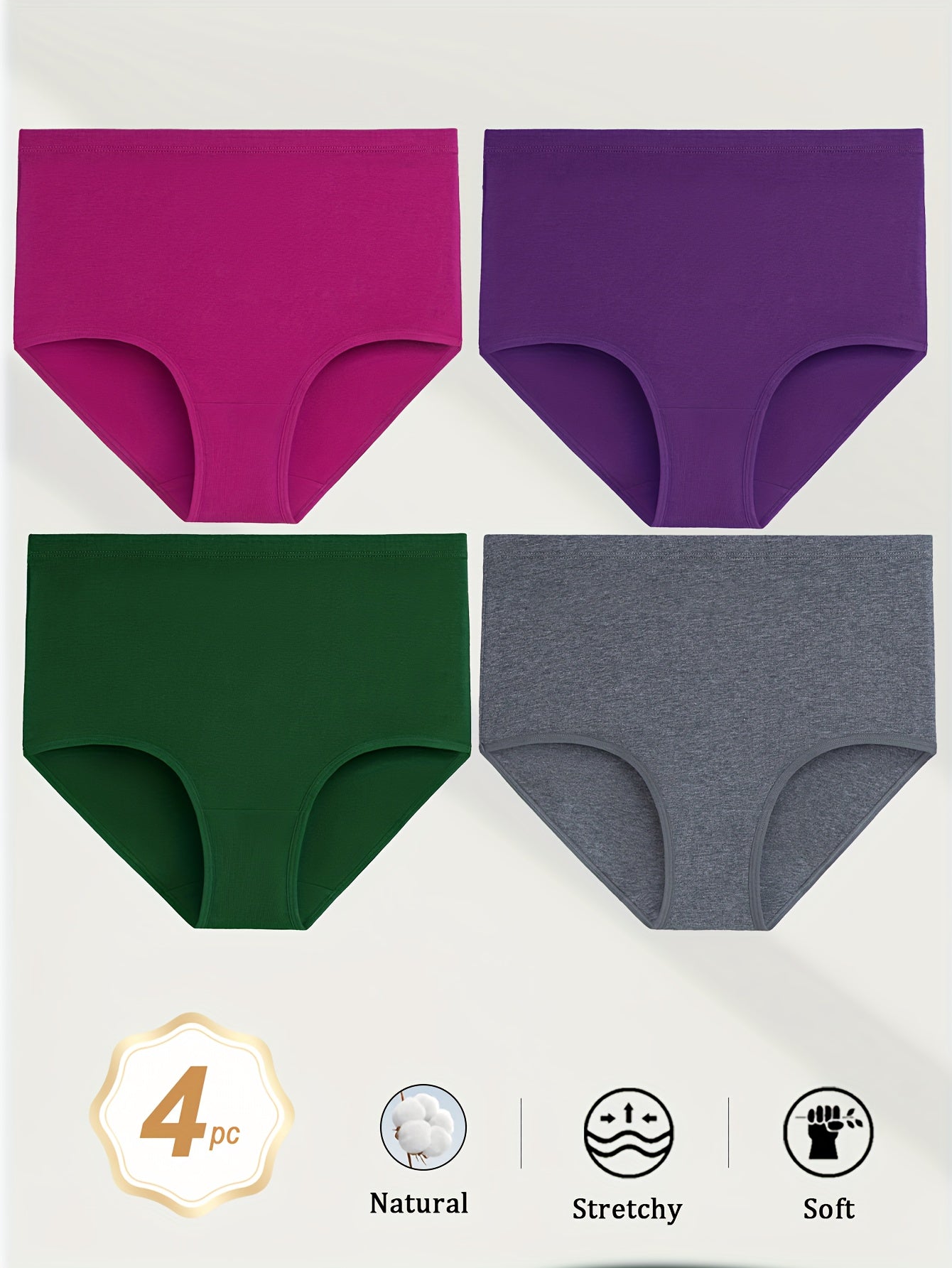 4 ta katta o'lchamdagi yuqori belli ayollar ichki kiyimlari