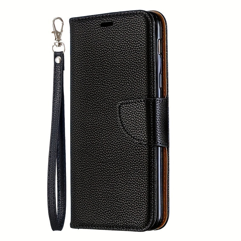 Lychee Pattern Faux Leather Flip Cover Phone Case with Card Slot for Various Models