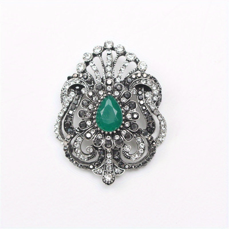 Barok uslubidagi vintage emal brosh uchun soxta toshlar bilan bayramlar va kiyimlar uchun