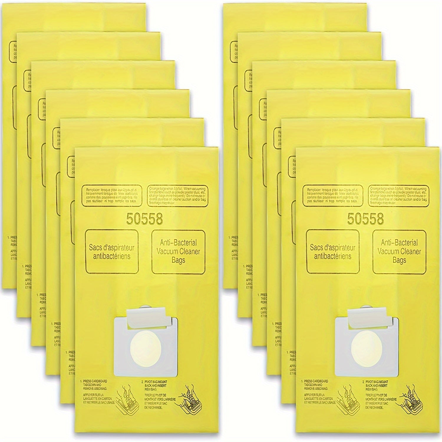 Kenmore Canister C, Q, C/Q, CQ, 5055, 50555, 50558, 50557, 50104 va Panasonic Type C-5, C-18, C-19, MC-V295H, MC-V150M uchun qulay 12 ta to'plamda premium almashtirish vakuum tozalovchi chang sumkalari.