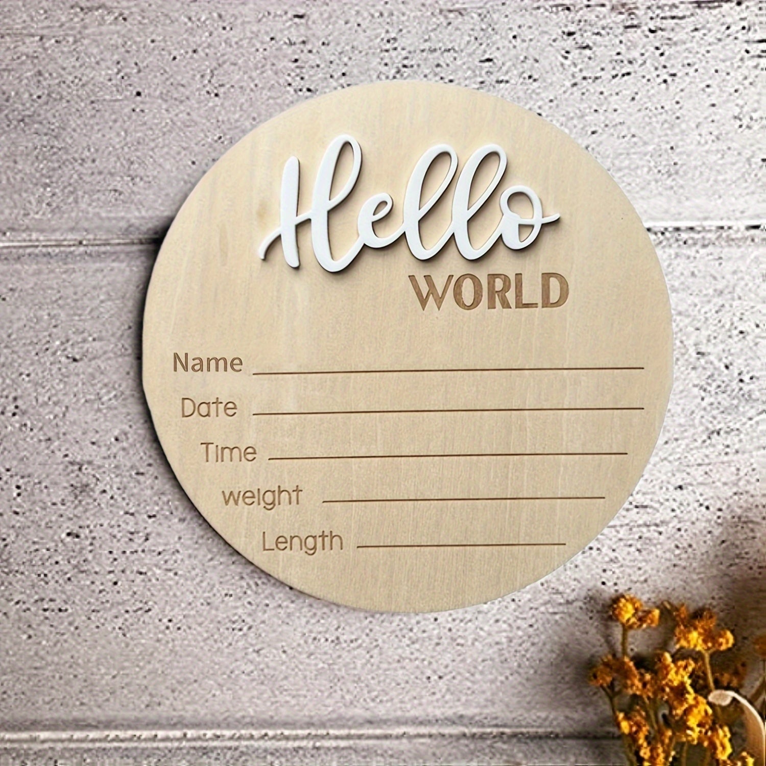 3D Engraved Wooden Birth Announcement Sign for Newborns Photography Prop Gift