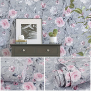 Pink Floral Self-Adhesive Wallpaper for Walls and Furniture 1 Roll