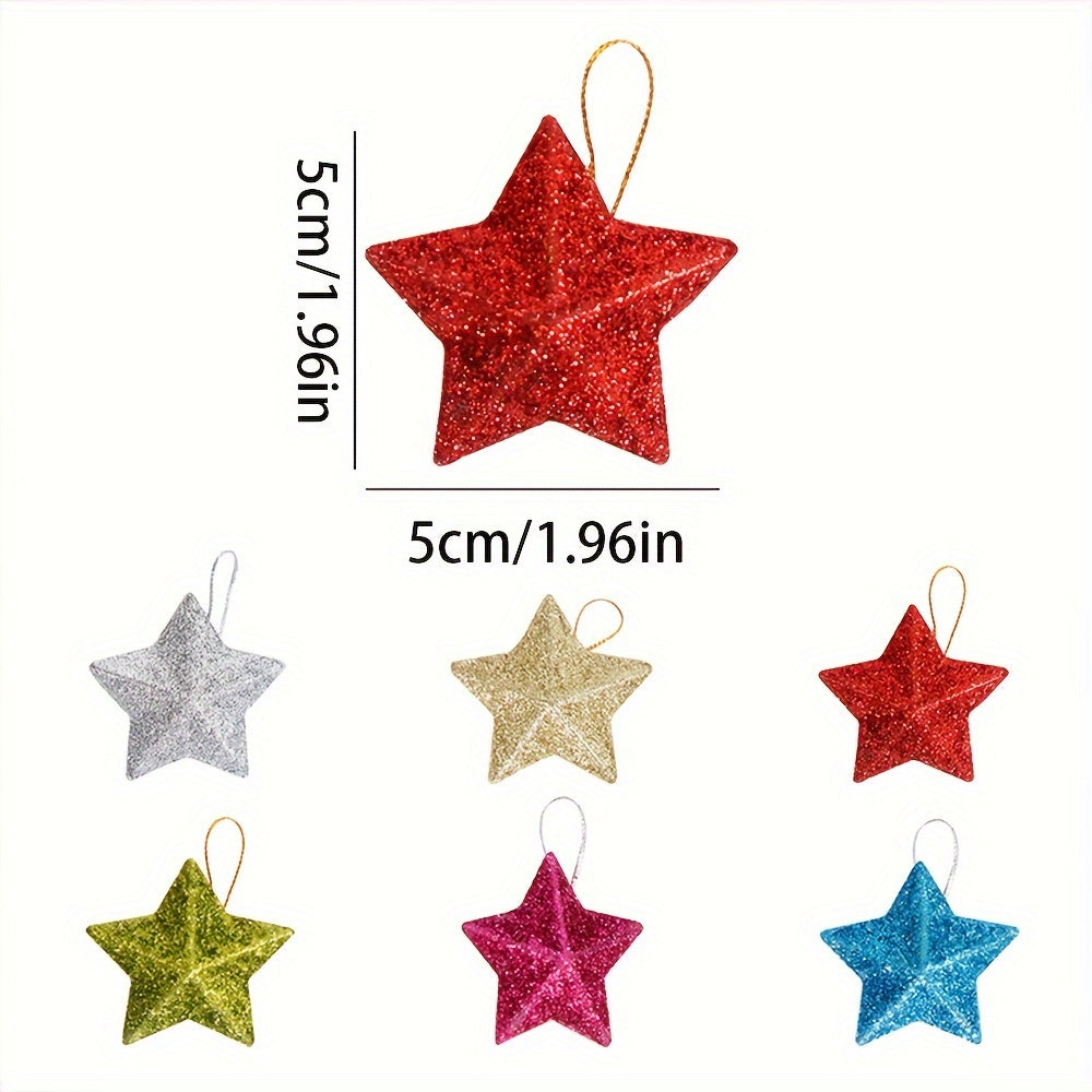 Golden Glitter Star Ornaments for Christmas Tree Decorations 2025