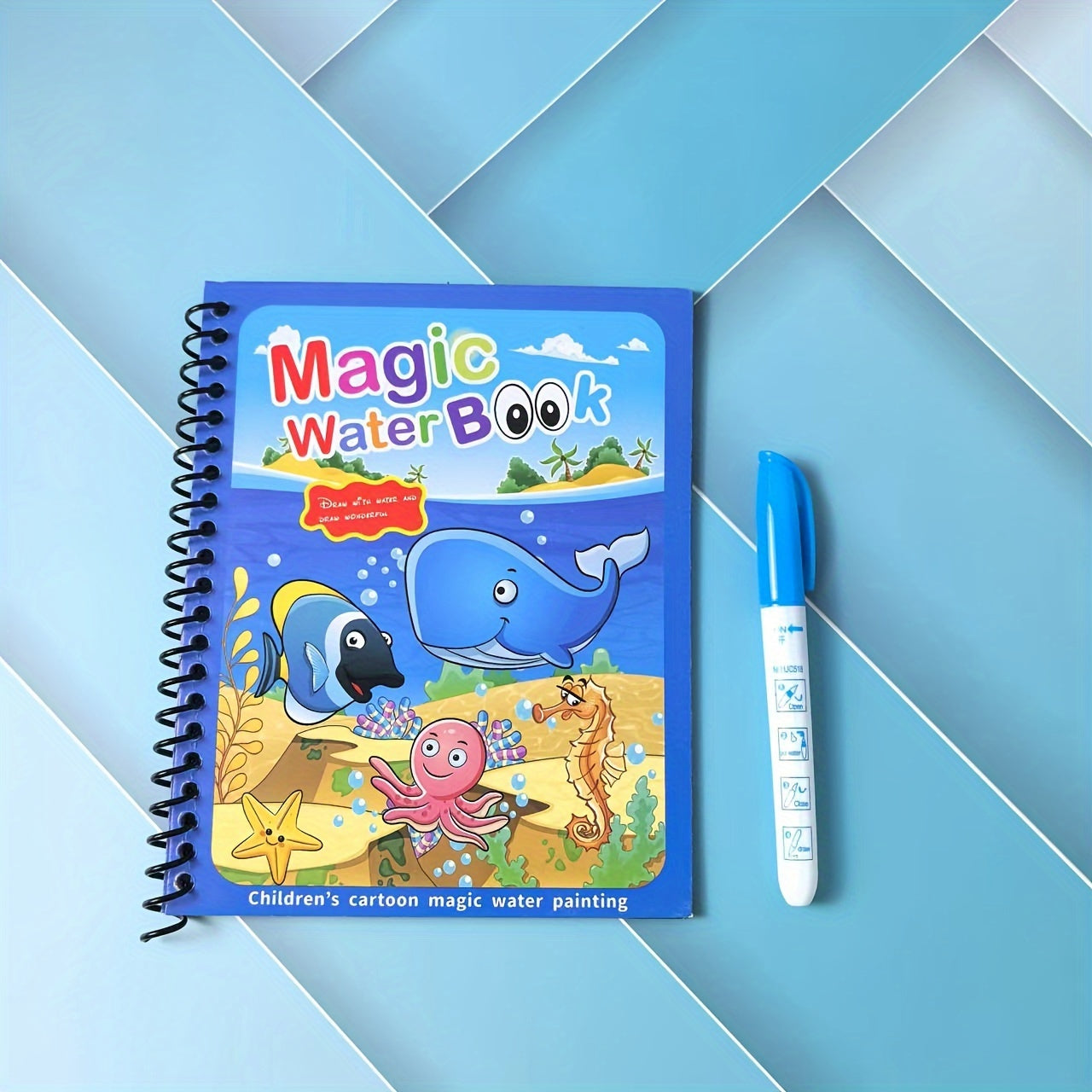 Water Coloring Book for Kids Ages 3 Plus Reusable Water Drawing Pad with Color Pen Educational Painting Activity