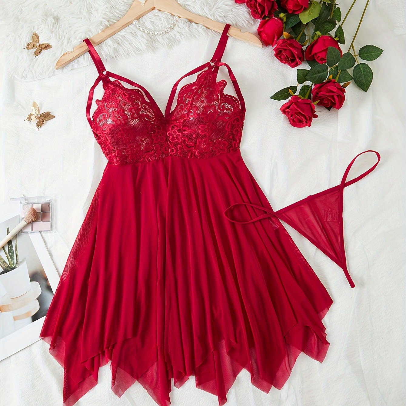Women's Satin Nightdress Set Large Size Elegant Sleepwear