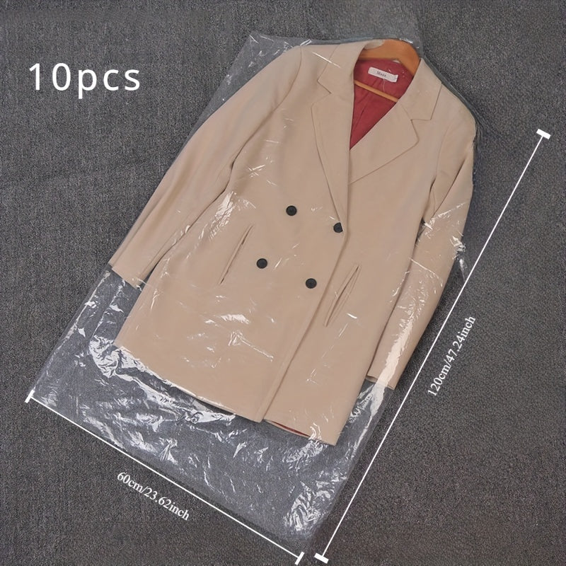 Juego de 10 bolsas de funda protectora de ropa transparente para almacenamiento y organización en armario