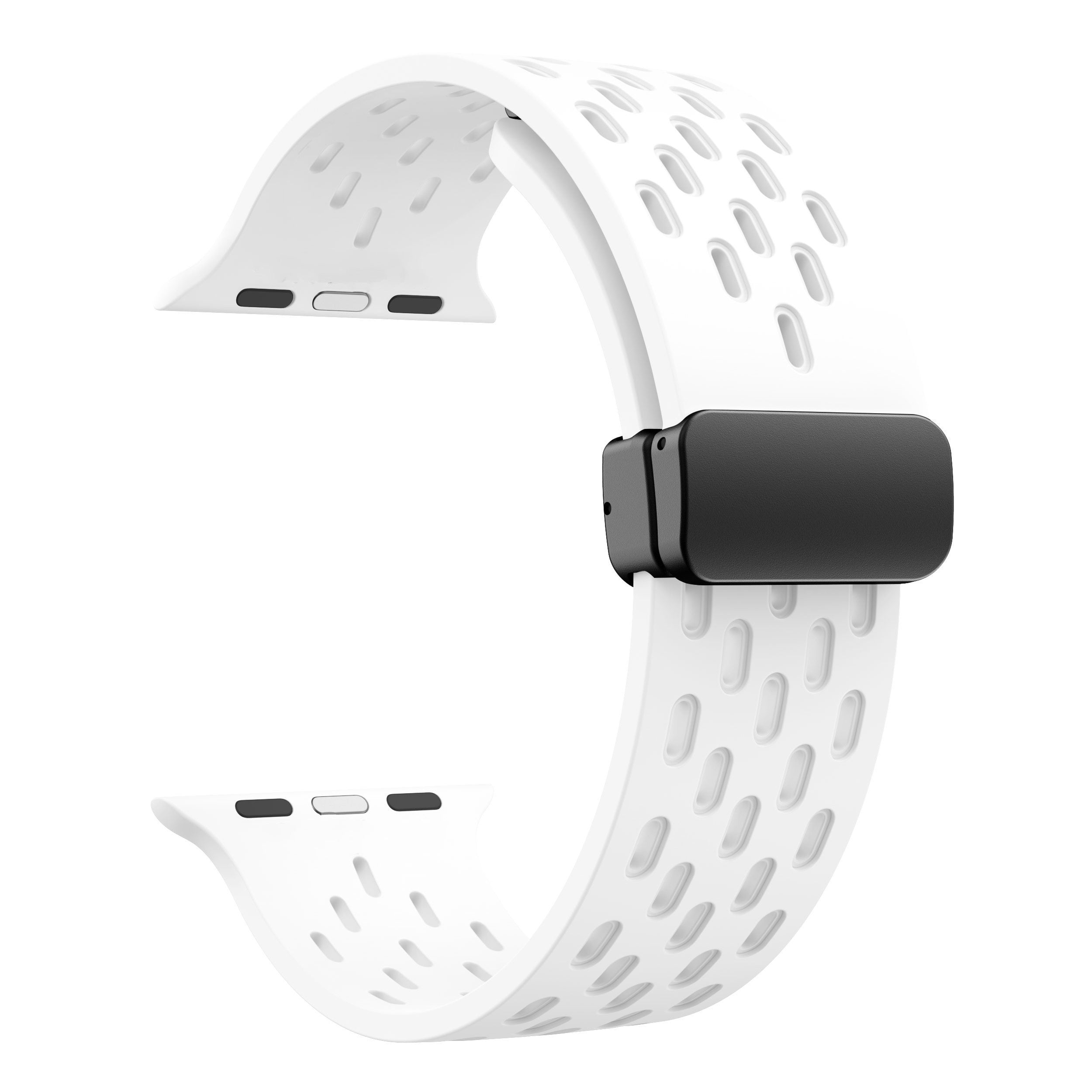 Silicone Watch Band with Breathable Holes for Apple Watch Series 1-8 Waterproof Magnetic 38mm-49mm
