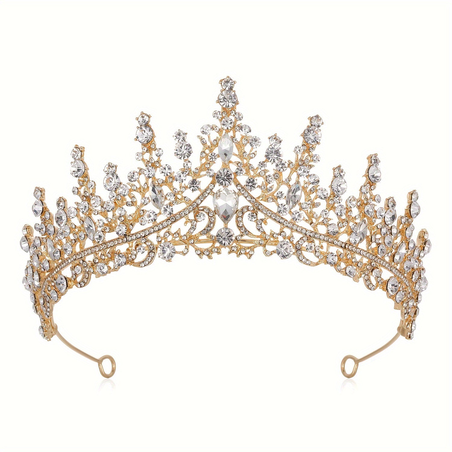 Rhinestone Leaf Crown Tiara for Bridal Princess Costume Wedding Party Accessories