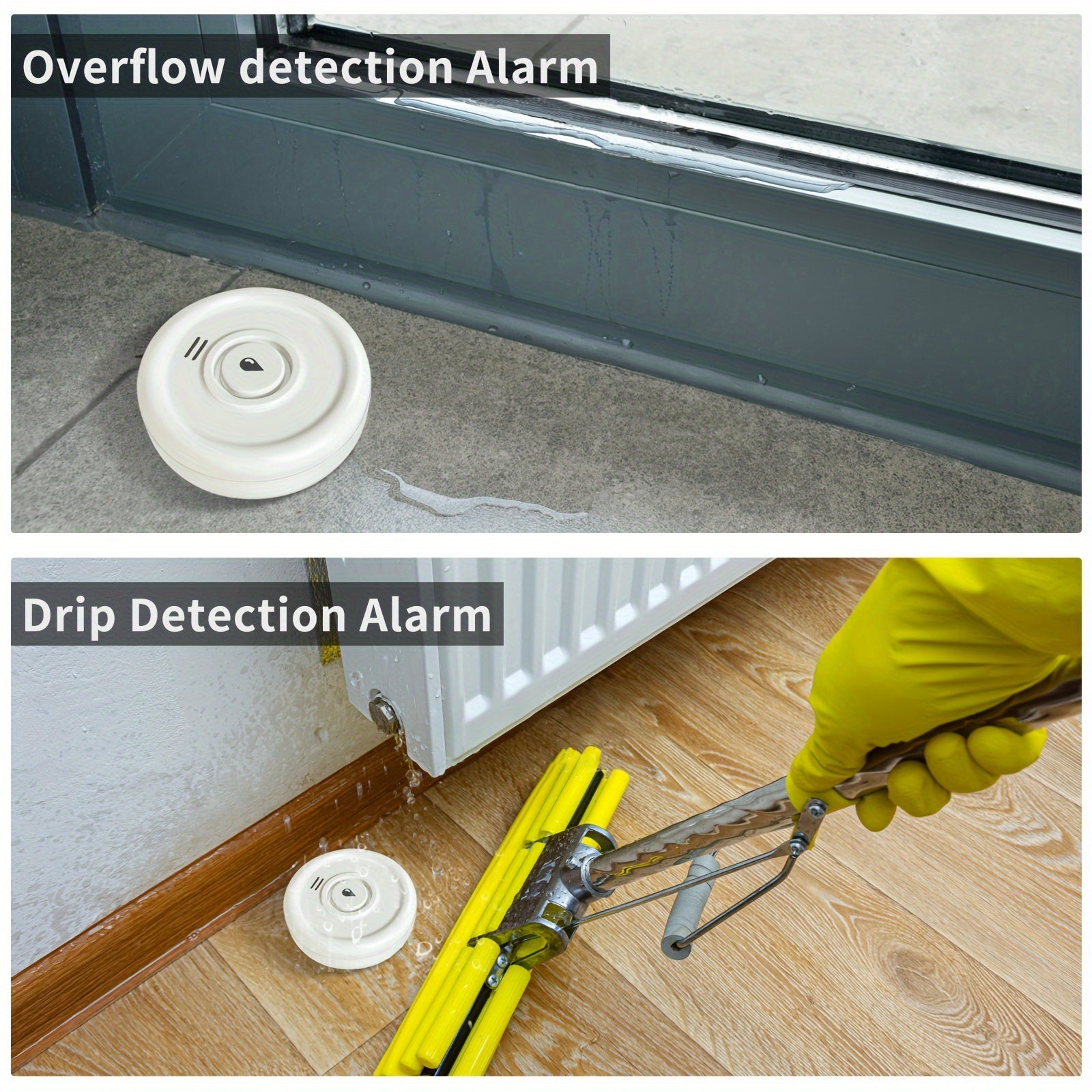 Smart WiFi Water Leak Detector with High Volume Alarm Battery-Powered Mobile Notifications Suitable for Kitchen Bathroom Basement Garage