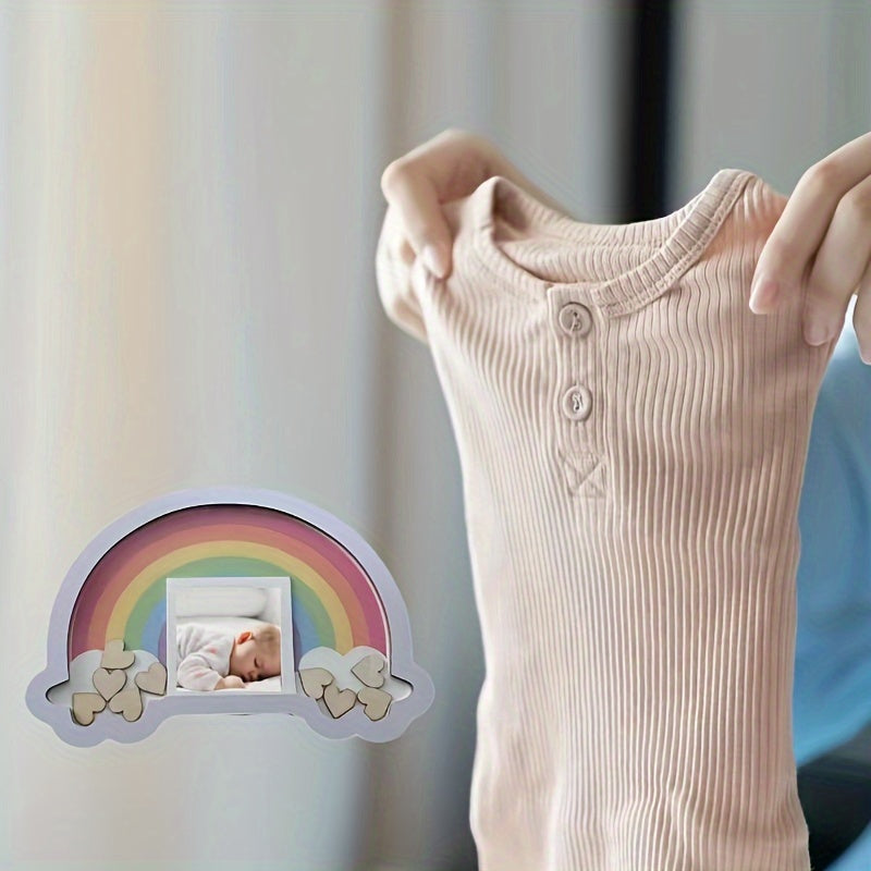 Wooden Rainbow Picture Frame for Nursery Wall Decor Baby Memory Display