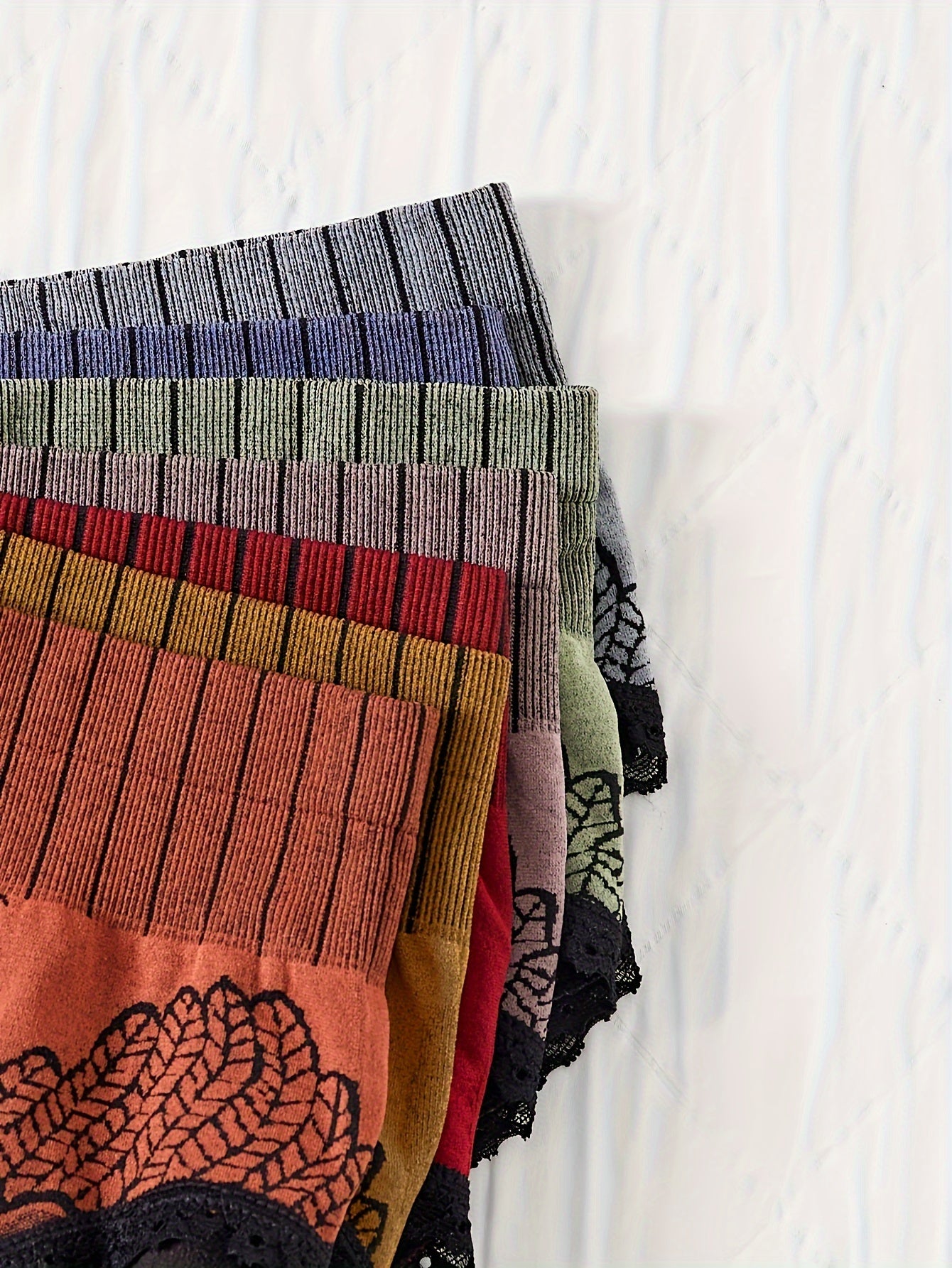 Women’s Baroque Style Lingerie Set with Removable Pads and Mid-Rise Briefs in 7 Color Pack