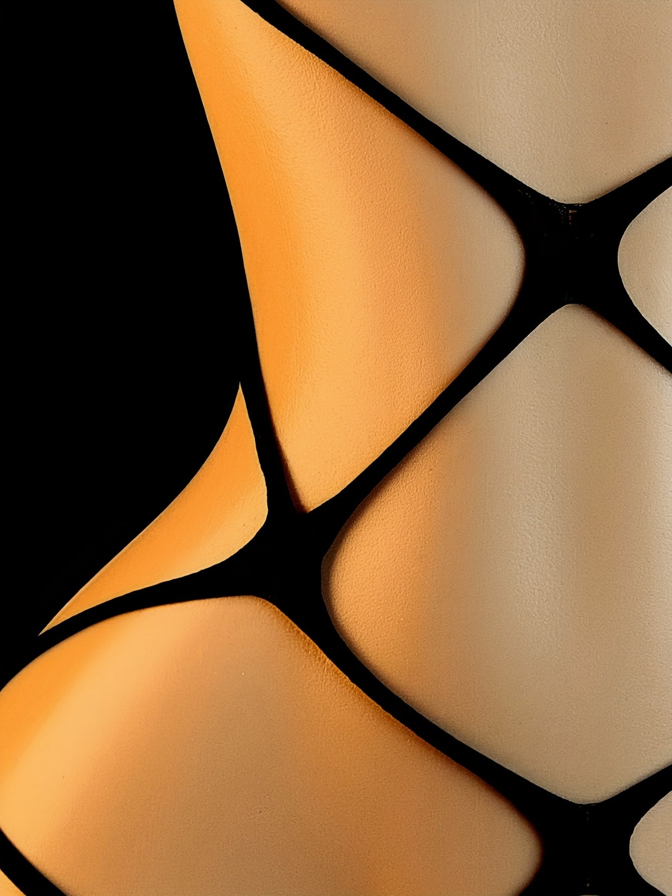 Women's Fishnet Mesh Suspender Jumpsuit See-Through Halter Lingerie