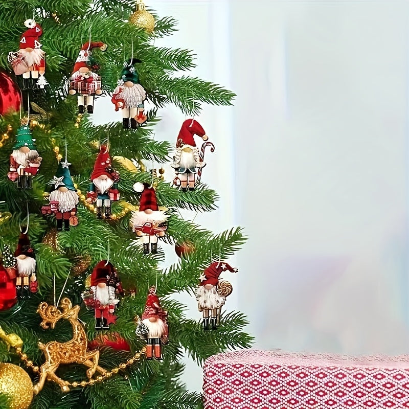 24 Adornos de Gnomos de Navidad Festivos, Cascanueces de Madera, Decoraciones Colgantes para Árbol