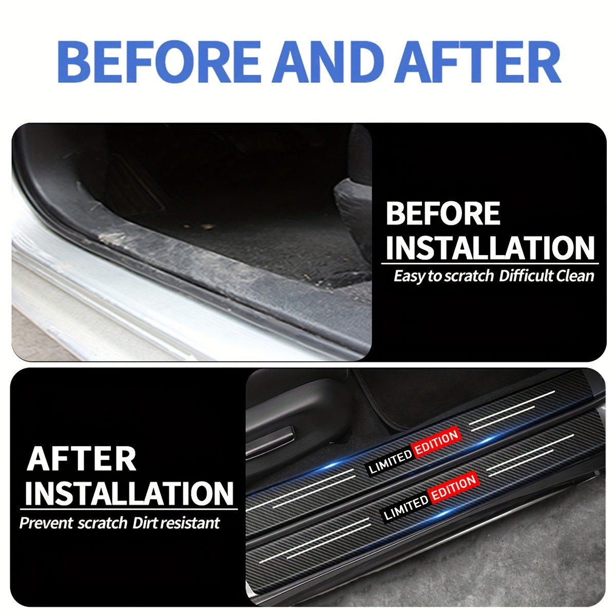 Car Door Edge Guards Carbon Fiber Door Sill Protectors for Vehicles