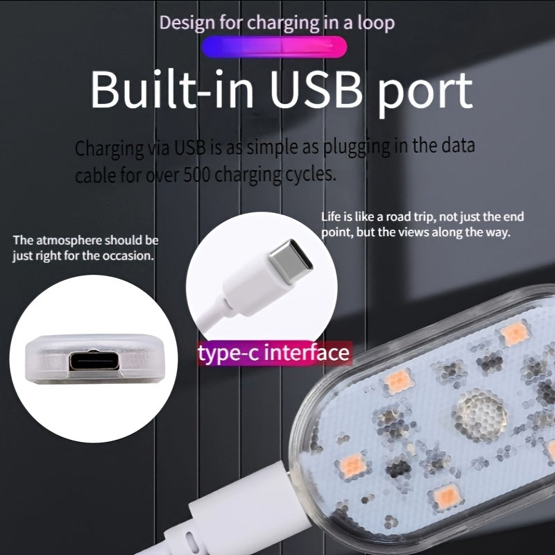 Car Interior Touch Lamp 2/4pcs LED Decorative Light USB Rechargeable