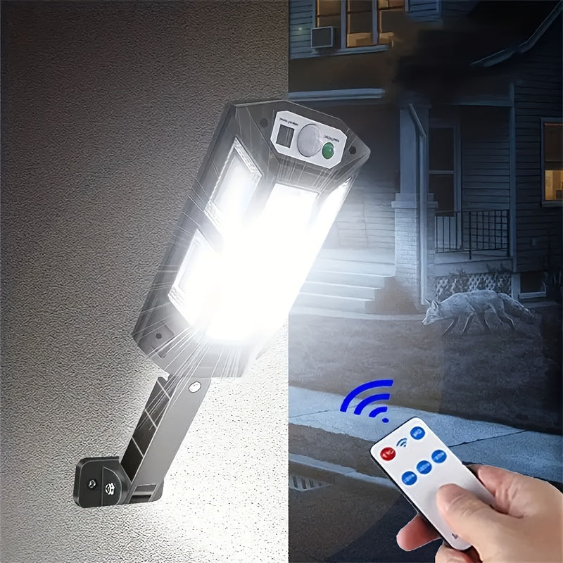 Solar Outdoor Wall Light with Motion Sensor Remote Control 3 Lighting Modes Plastic