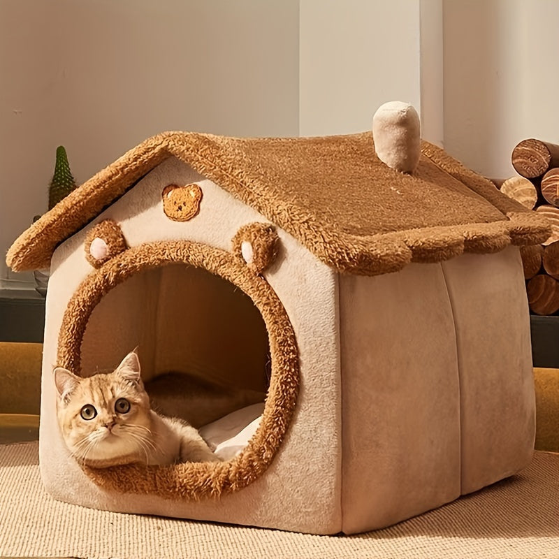 Pet Bed for Cats and Small Dogs Polyester Removable Washable Cozy Winter Warmth