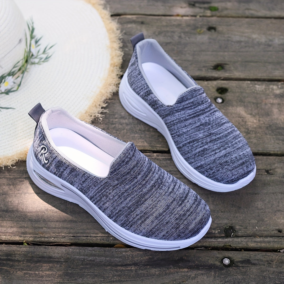 Women's Breathable Knit Slip-On Sneakers with PVC Sole in Multiple Colors
