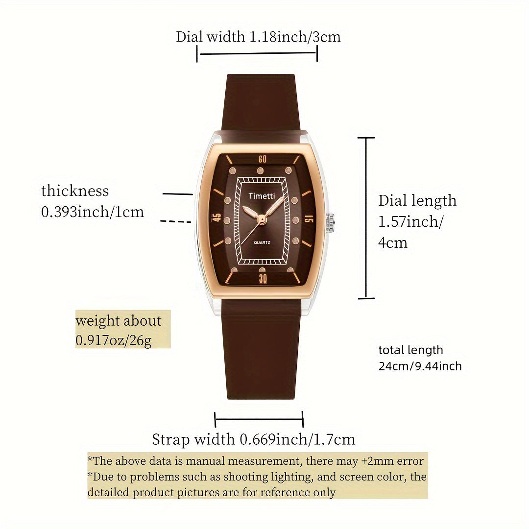 Women's Quartz Watch Silicone Band Classic Barrel Shape Analog Watch