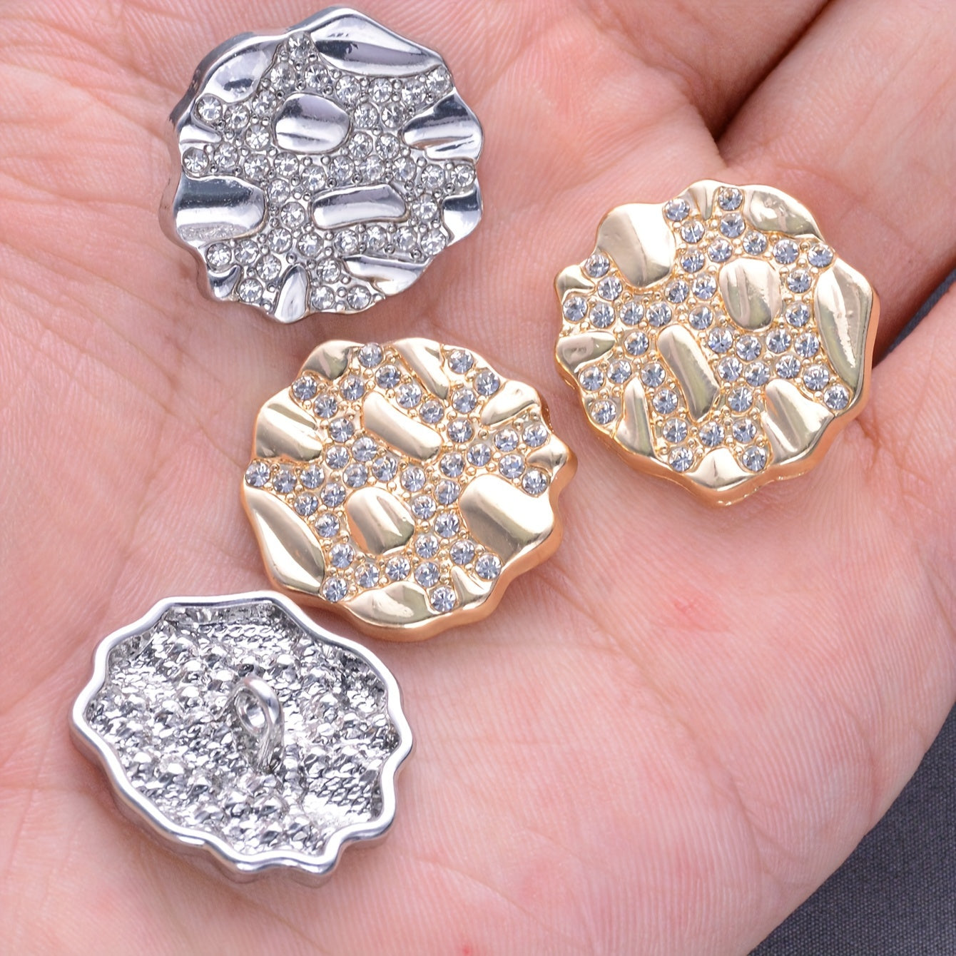 Set of 7 Handmade Irregular Alloy Buttons for Clothing and DIY Jewelry