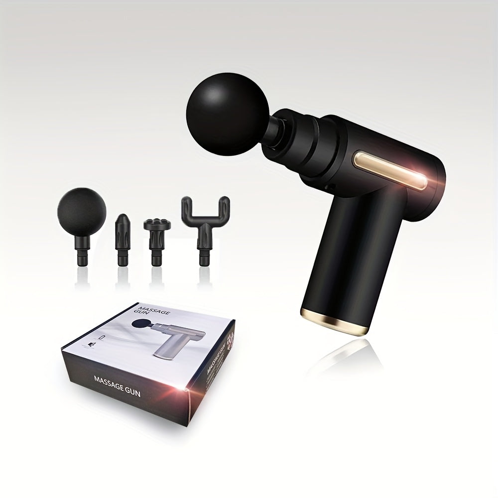 Portativ zaryadlanadigan massaj quroli, 4 ta almashtiriladigan bosh, 6 tezlik rejimi, jim motor, mushaklarni bo'shatuvchi va tiklanish uchun. Har kim uchun ideal 14-fevral sovg'asi.