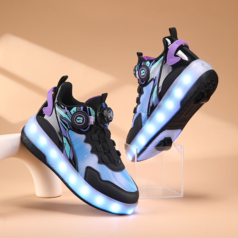 Zapatillas de skate con luces para niños con carga USB y patines invisibles para todas las estaciones