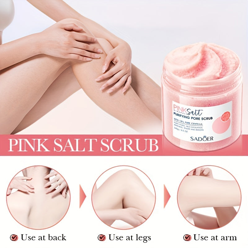 240g SADORER Himoloy Qizil Tuz Scrub, Barcha Terilar Turi uchun Chuqur Tozalash va Yumshoq Eksfoliatsiya bilan Uniseks- kattalar uchun Tana Scrub.