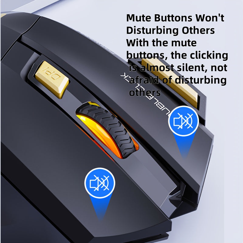 MCPIWOHY Игровая мышь: 2.4G Беспроводная, RGB Подсветка, 7 Кнопок, Перезаряжаемая Батарея, Type-C Зарядка, 7200 DPI, Для Правшей, Windows 10, Ноутбук Беспроводной.