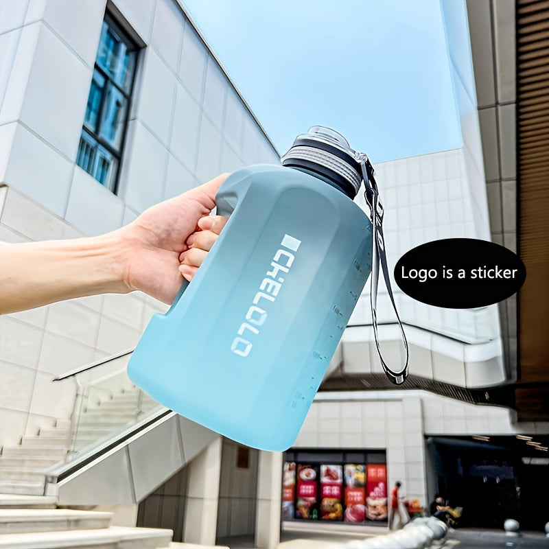 Botella de agua deportiva de plástico con color degradado y acabado esmerilado de 2200ml con asa, gran capacidad