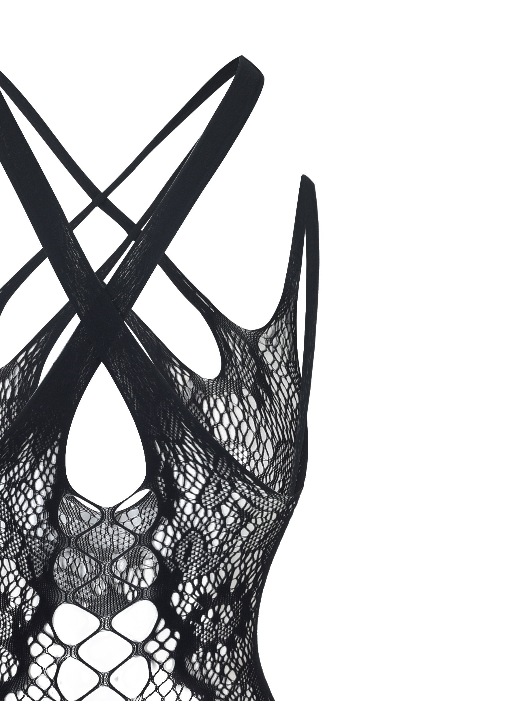 Women's Mesh Pattern Sleeveless Bodysuit See-Through Lingerie