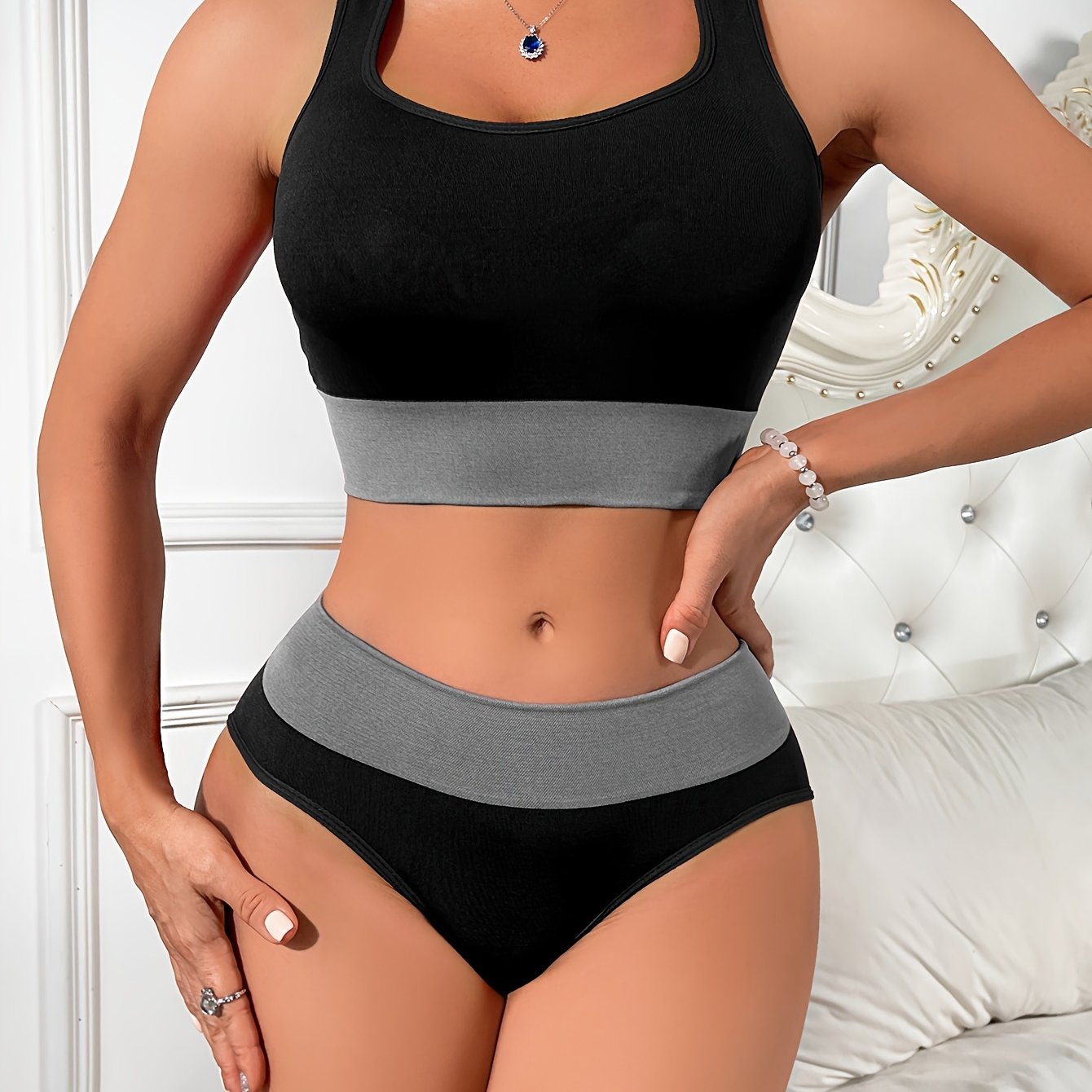 Women's Lingerie Set with Low-Rise Triangle Underwear, Comfortable and Sexy for Fall and Winter