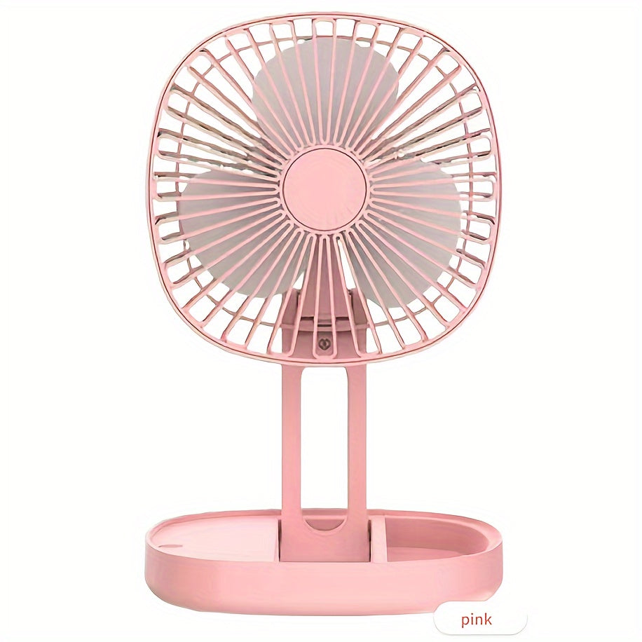 Portable Foldable Desk Fan with Rechargeable Battery, Spray Function, and Adjustable Speeds