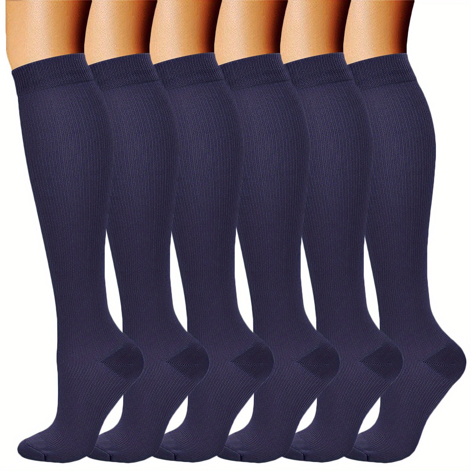 Unisex Compression Socks 6 Pairs Breathable Knit Sports Stockings for Running Cycling Basketball Football Hiking