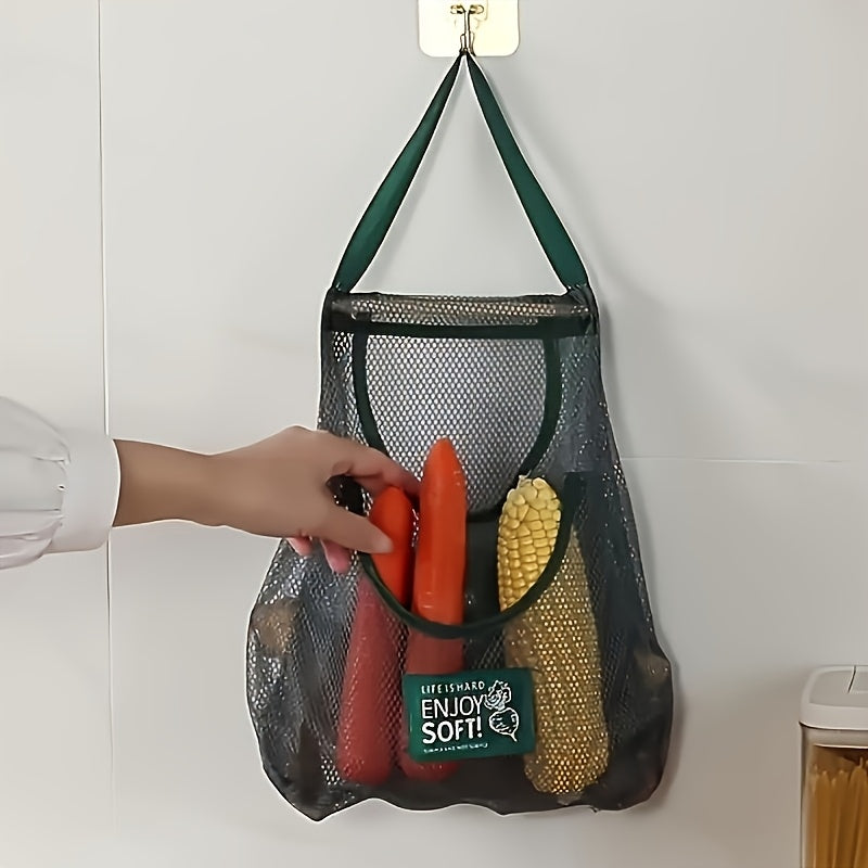 Wall-Mounted Fruit and Vegetable Organizer Multi-Purpose Kitchen Storage Net Bag