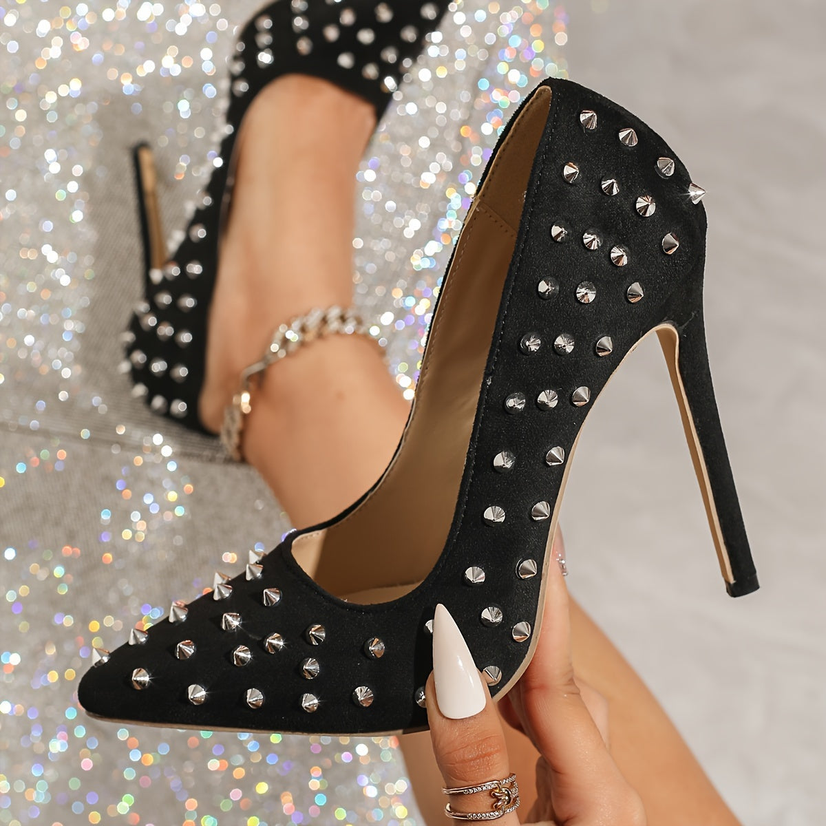 Women’s Roman Style Nail Tip Shoes 12cm Pointed Shoe Accessories