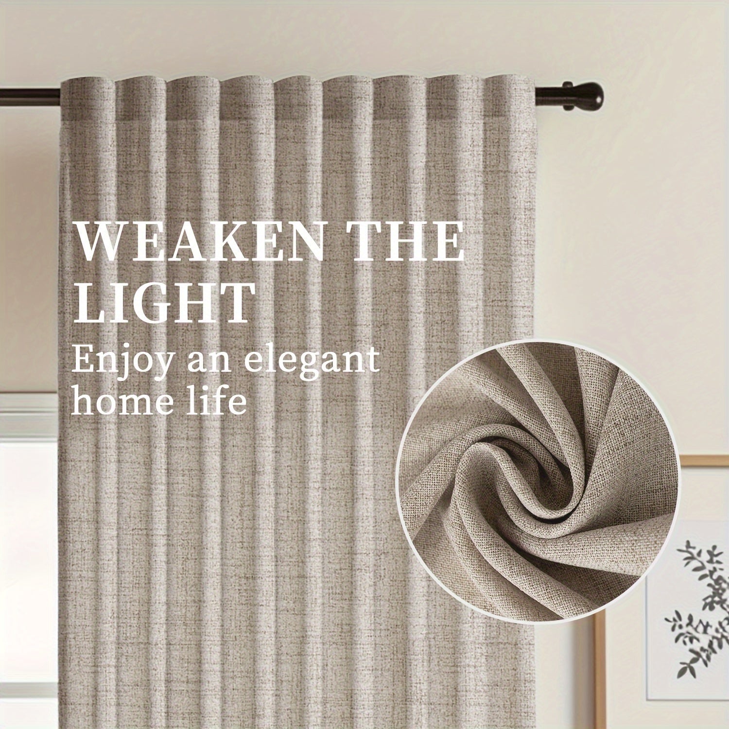 Japanese-Inspired Linen Curtains Set, Light-Blocking, European Style for Bedroom Living Room
