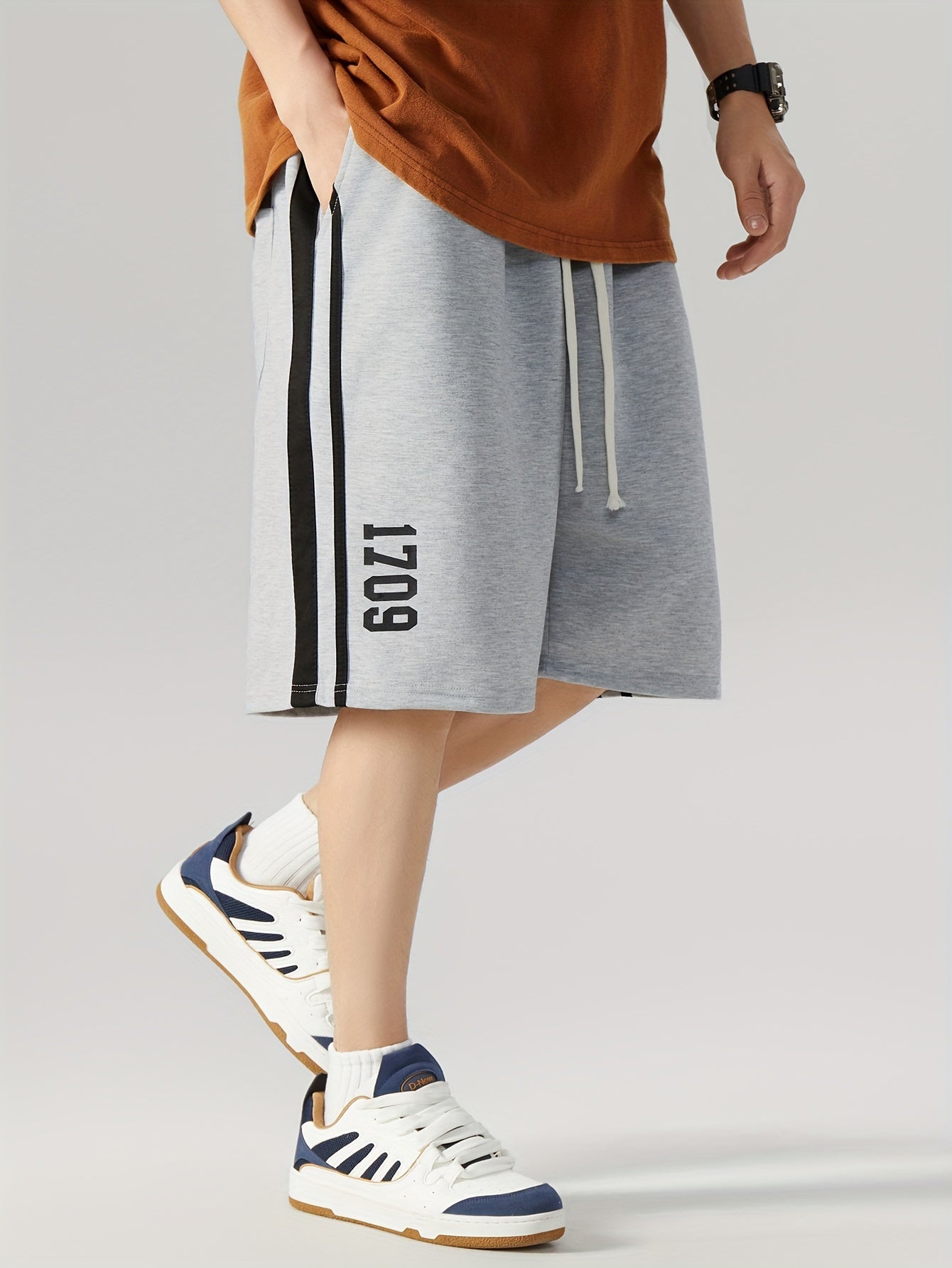 Plus Size Men's Casual Shorts Quick-Dry Geometric Pattern Polyester Elastane Loose Fit