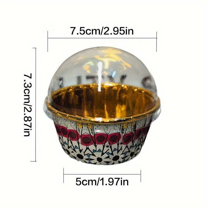 Set of 50 Disposable Paper Baking Cups, Assorted Holiday Themes, Heat-Resistant, Round Cupcake Liners