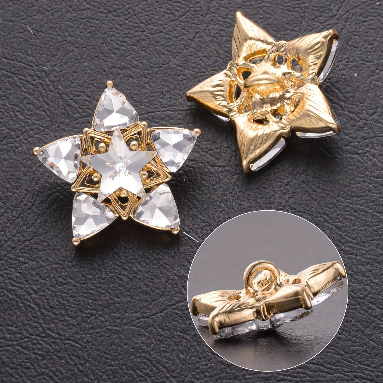 High-End Button Shirt Sweater Suit Coat Windbreaker with 3D Diamond Decor and DIY Accessories Set 6 or 10 Pieces