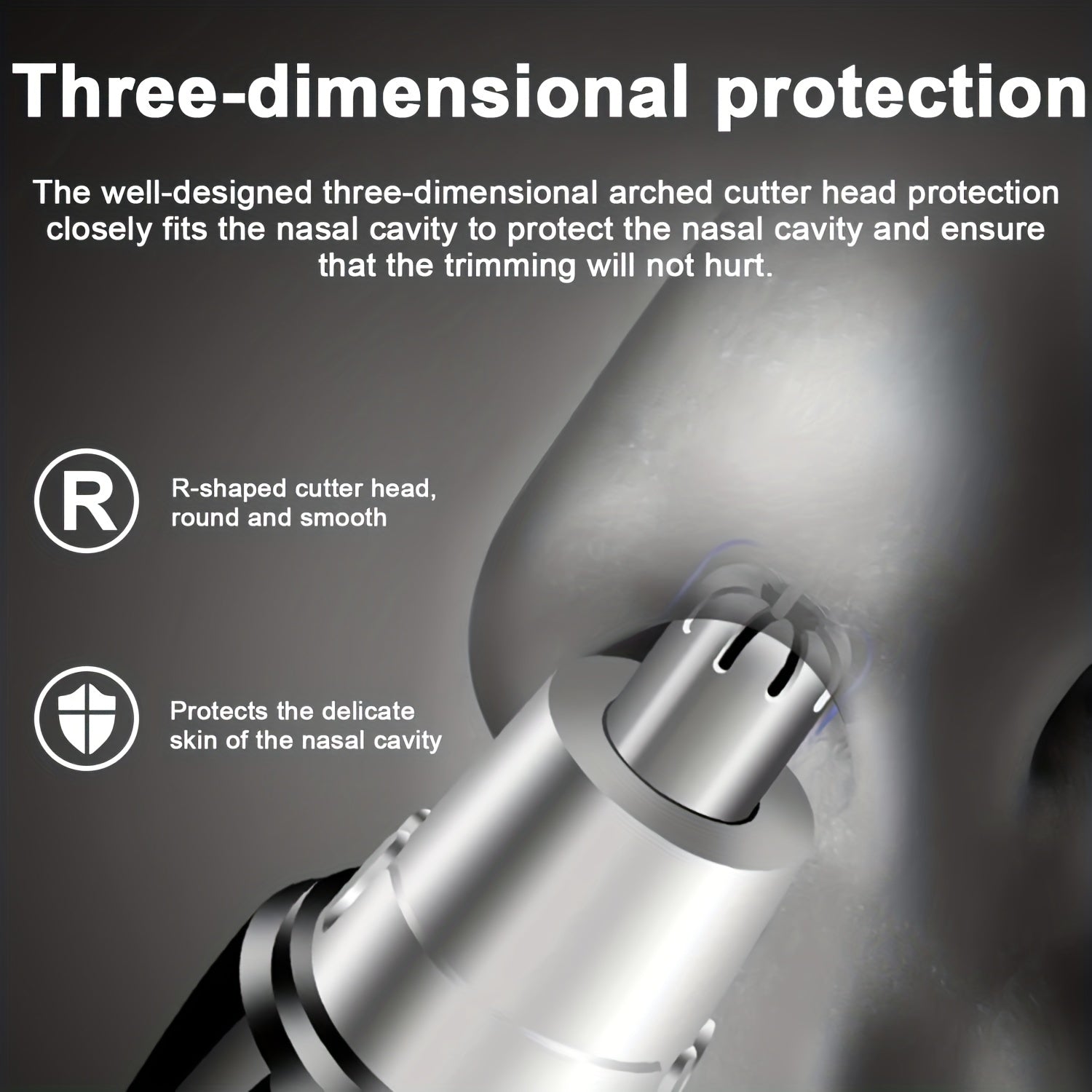 Recortador de vello nasal eléctrico de plástico para unisex, lavable con agua, alimentado por batería