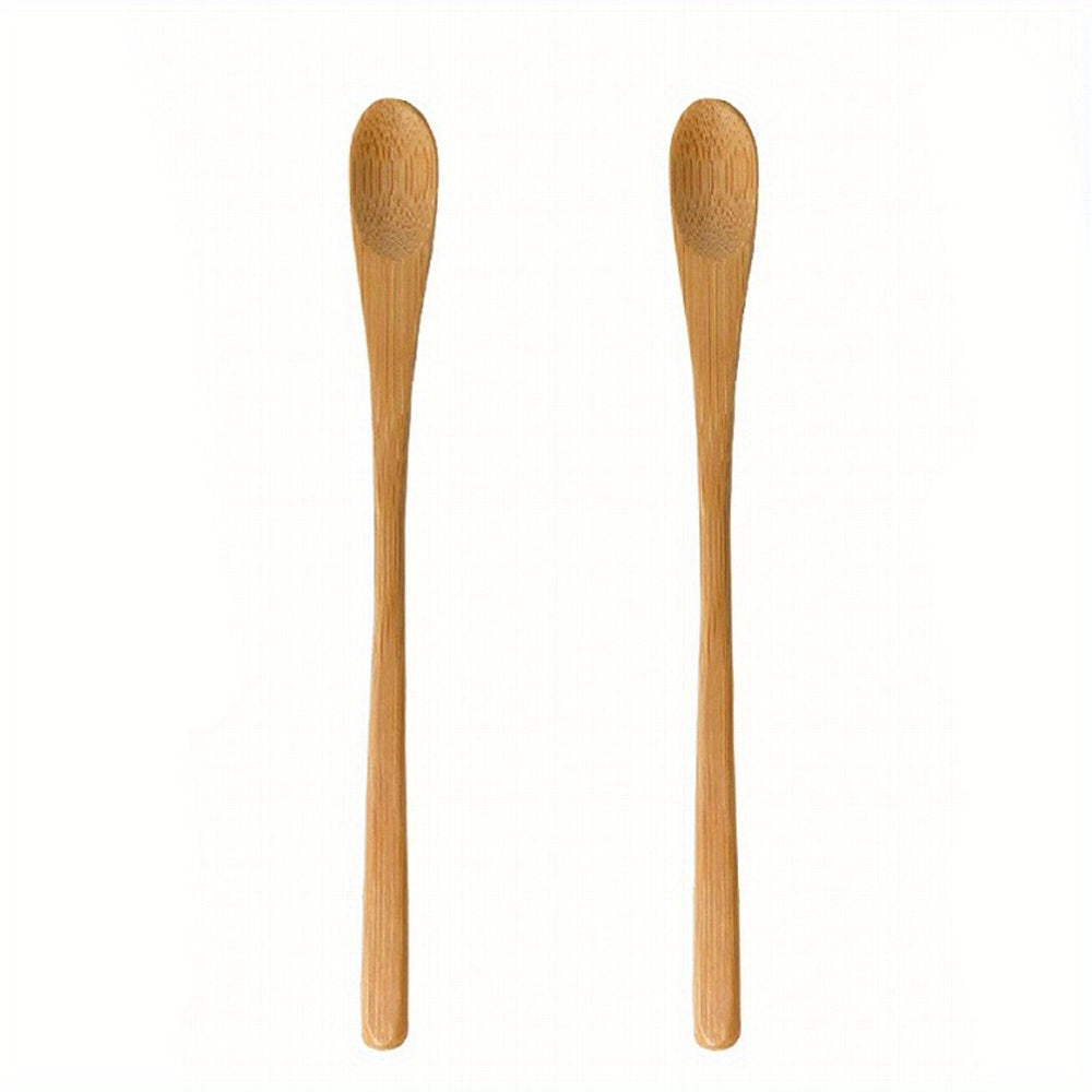 2pcs Wooden Kitchen Utensils Long Handle Bamboo Stirring and Serving Spoons